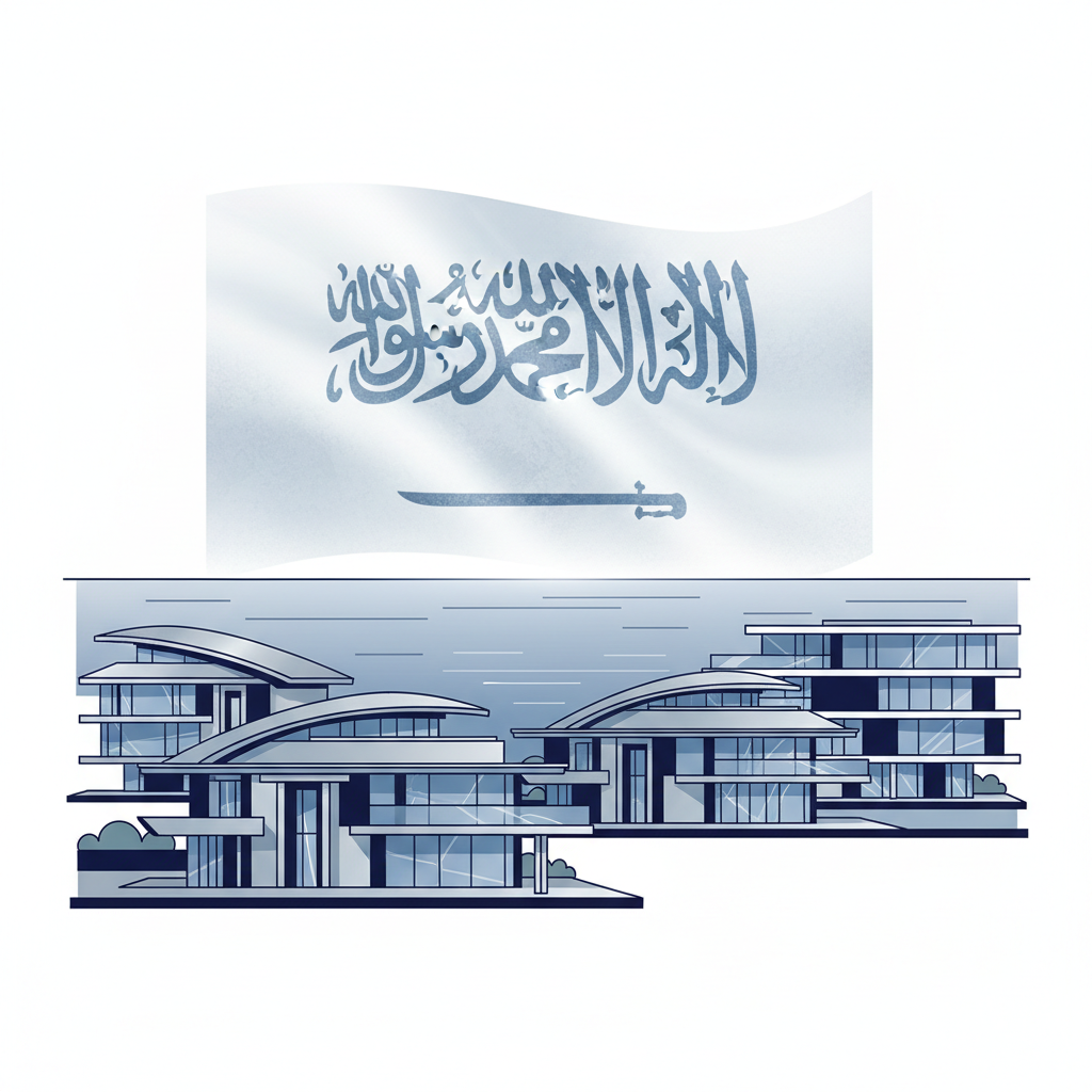Villa ve rezidanslar ile Suudi Arabistan bayrağı